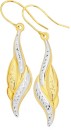 9ct-Gold-Two-Tone-Flame-Drop-Earrings Sale