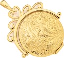 9ct-Gold-25mm-Filigree-Engraved-Flat-Round-Spinner-Locket Sale