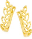 9ct-Gold-Leaf-Cutout-Diamond-Cut-Huggie-Earrings Sale