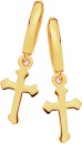 9ct-Gold-Cross-Drop-Huggie-Earrings Sale