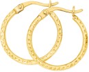 9ct-Gold-2x15mm-Diamond-Cut-Hoop-Earrings Sale