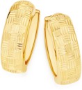 9ct-Gold-12mm-Cheque-Patterned-Huggie-Earrings Sale