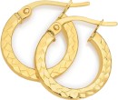 9ct-Gold-10mm-Diamond-Cut-Square-Tube-Hoop-Earrings Sale