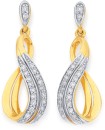 9ct-Gold-Diamond-Double-Row-Twist-Drop-Stud-Earrings Sale