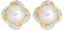 9ct-Gold-Cultured-Freshwater-Pearl-Diamond-Stud-Earrings Sale