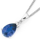 9ct-White-Gold-Created-Ceylon-Sapphire-Diamond-Pendant Sale