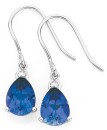 9ct-White-Gold-Created-Ceylon-Sapphire-Diamond-Pear-Shape-Hook-Earrings Sale