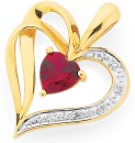 9ct-Gold-Created-Ruby-Diamond-Heart-Cut-Sweetheart-Pendant Sale