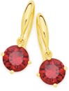 9ct-Gold-Created-Ruby-Round-Brilliant-Cut-Hook-Earrings Sale