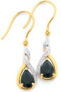 9ct-Gold-Sapphire-Diamond-Drop-Earrings Sale