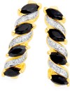 9ct-Gold-Black-Sapphire-Diamond-Swirl-Hoop-Earrings Sale