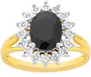 9ct-Gold-Black-Sapphire-Diamond-Ring Sale