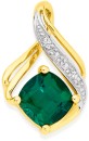 9ct-Gold-Created-Emerald-Diamond-Swirl-Pendant Sale