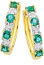 9ct-Gold-Created-Emerald-Diamond-Huggie-Earrings Sale