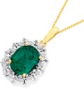 9ct-Gold-Created-Emerald-Diamond-Pendant Sale