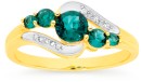 9ct-Gold-Created-Emerald-Diamond-Ring Sale