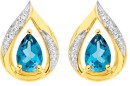 9ct-Gold-London-Blue-Topaz-Diamond-Earrings Sale