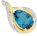 9ct-Gold-London-Blue-Topaz-Diamond-Slider-Pendant Sale