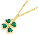 9ct-Gold-Cubic-Zirconia-Green-Clover-Pendant Sale