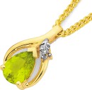 9ct-Gold-Peridot-Diamond-Pear-Pendant Sale