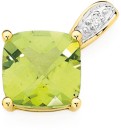 9ct-Gold-Peridot-Diamond-Pendant Sale