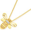 9ct-Gold-Citrine-Diamond-Bumble-Bee-Slider-Pendant Sale