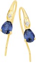 9ct-Gold-Created-Sapphire-Diamond-Hook-Earrings Sale