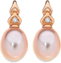 9ct-Rose-Gold-Pink-Cultured-Freshwater-Pearl-and-Diamond-Earrings Sale