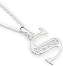 Sterling-Silver-Cubic-Zirconia-Block-Initial-S-Pendant Sale