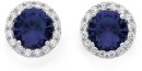 Sterling-Silver-Dark-Blue-Glass-Cubic-Zirconia-Cluster-Earrings Sale