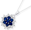 Sterling-Silver-Dark-Blue-Cubic-Zirconia-Flower-Pendant Sale