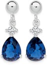 Sterling-Silver-Pear-Dark-Blue-Cubic-Zirconia-Drop-Earrings Sale