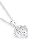 Sterling-Silver-Cubic-Zirconia-Heart-in-Cubic-Zirconia-Border-Pendant Sale