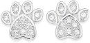 Sterling-Silver-Cubic-Zirconia-Paw-Print-Stud-Earrings Sale