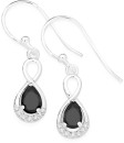 Sterling-Silver-Black-Pear-Cubic-Zirconia-Infinity-Drop-Earrings Sale