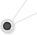 Sterling-Silver-Round-Black-Cubic-Zirconia-Cluster-Pendant Sale