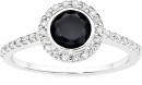 Sterling-Silver-Round-Black-Cubic-Zirconia-Cluster-Ring Sale