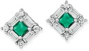 Sterling-Silver-Square-Dark-Green-Cubic-Zirconia-Baguette-Earrings Sale