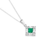 Sterling-Silver-Square-Dark-Green-Cubic-Zirconia-Baguette-Pendants Sale