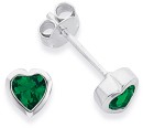 Sterling-Silver-Dark-Green-Cubic-Zirconia-Bezel-Heart-Stud-Earrings Sale