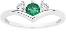 Sterling-Silver-Dark-Green-Cubic-Zirconia-Cubic-Zirconia-3-Stones-On-V-Ring Sale