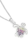 Sterling-Silver-Multi-Colour-Cubic-Zirconia-Turtle-Pendant Sale