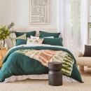 Washed-Linen-Look-Dark-Teal-Quilt-Cover-Set-by-Essentials Sale