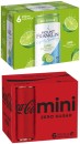 Coca-Cola-Soft-Drink-or-Mt-Franklin-Lightly-Sparkling-Mini-Cans-6x250mL Sale