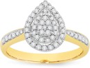 9ct-Gold-Diamond-Pear-Cluster-Ring Sale