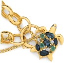 9ct-Gold-19cm-Belcher-Multi-Stone-Turtle-Padlock-Bracelet Sale