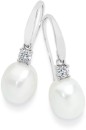 Sterling-Silver-8x85mm-Cultured-Freshwater-Pearl-Cubic-Zirconia-Drops Sale