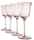 4-Pink-Swirl-Wine-Glasses Sale