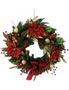 David-Jones-Collection-Red-Poinsettia-and-Baubles-Wreath-76cm Sale