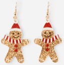 Christmas-Gingerbread-Drop-Earrings-Gold-Tone-Red-and-White Sale